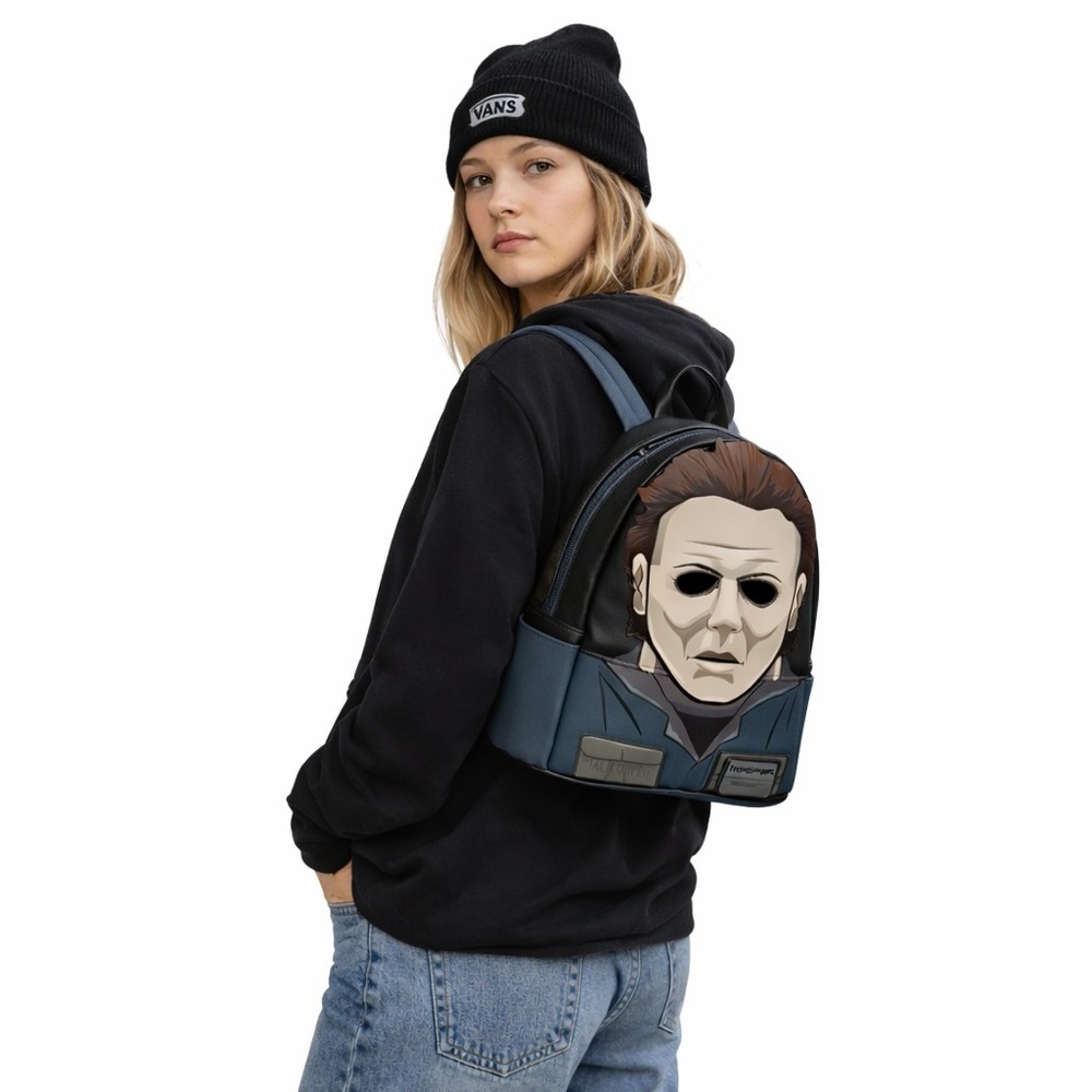 LOUNGEFLY Halloween Michael Myers‎ Mini Backpack Black Horror Mask